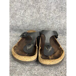 Birkenstock Gizeh Sandals Shoes Womens EU 37 Black Leather Cork Slide Comfort